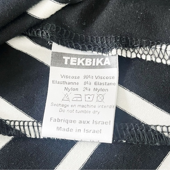NWOT Tekbika by Alembika Black and White Striped 3/4 Sleeve Top - Picture 4 of 5